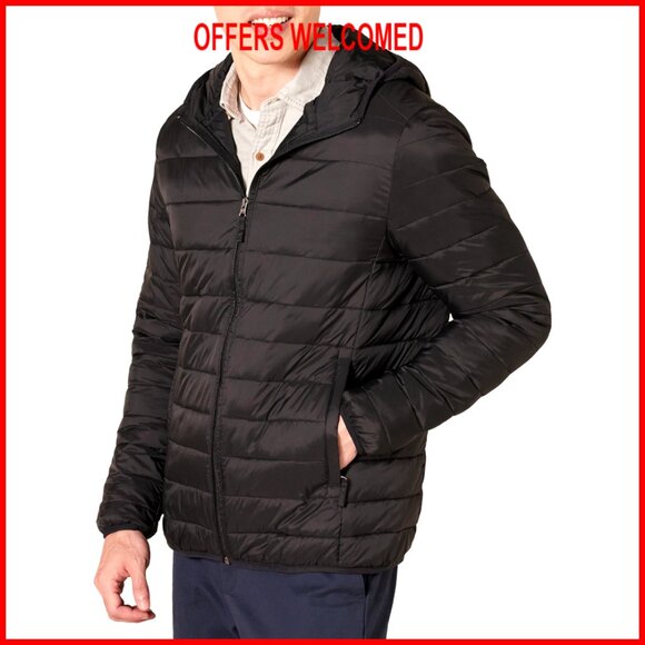 Lightweight Water-Resistant Packable Hooded Puffer Jacket